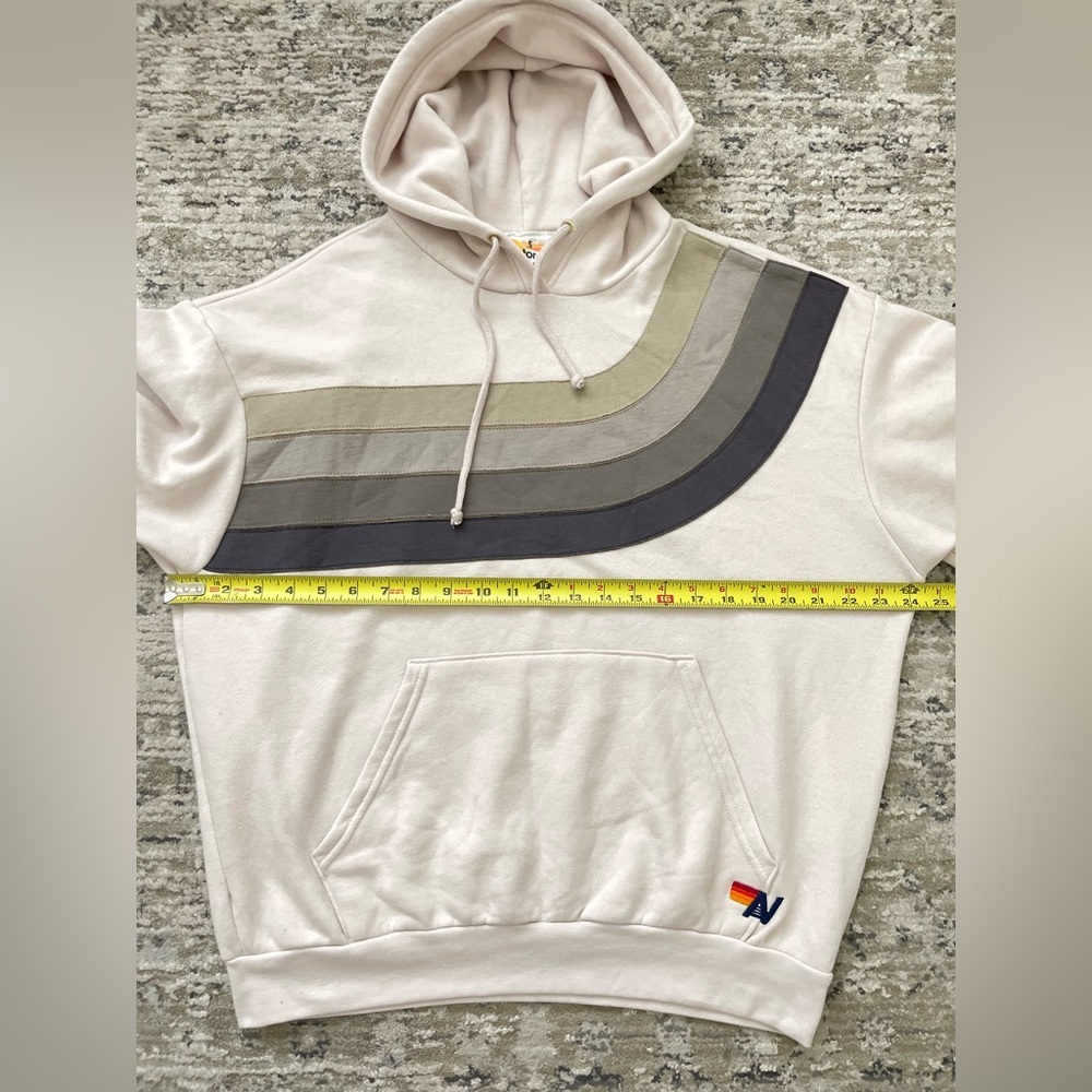 Aviator Nation Wave Stripe 4 Pullover Hoodie Relaxed Unisex S Dove Charcoal - Picture 6 of 10